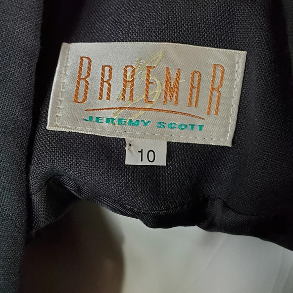 Vintage 90s Braemar Jeremy Scott Blazer Black Single Breasted Fitted Medium - Picture 7 of 8